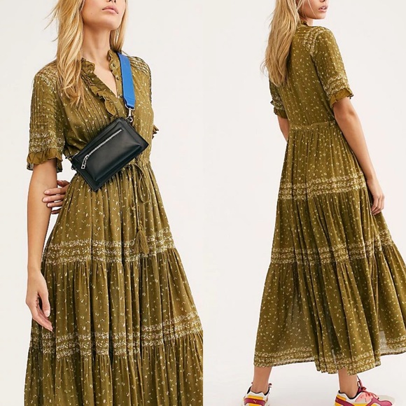 Free People rare feelings maxi green dress - Picture 2 of 8